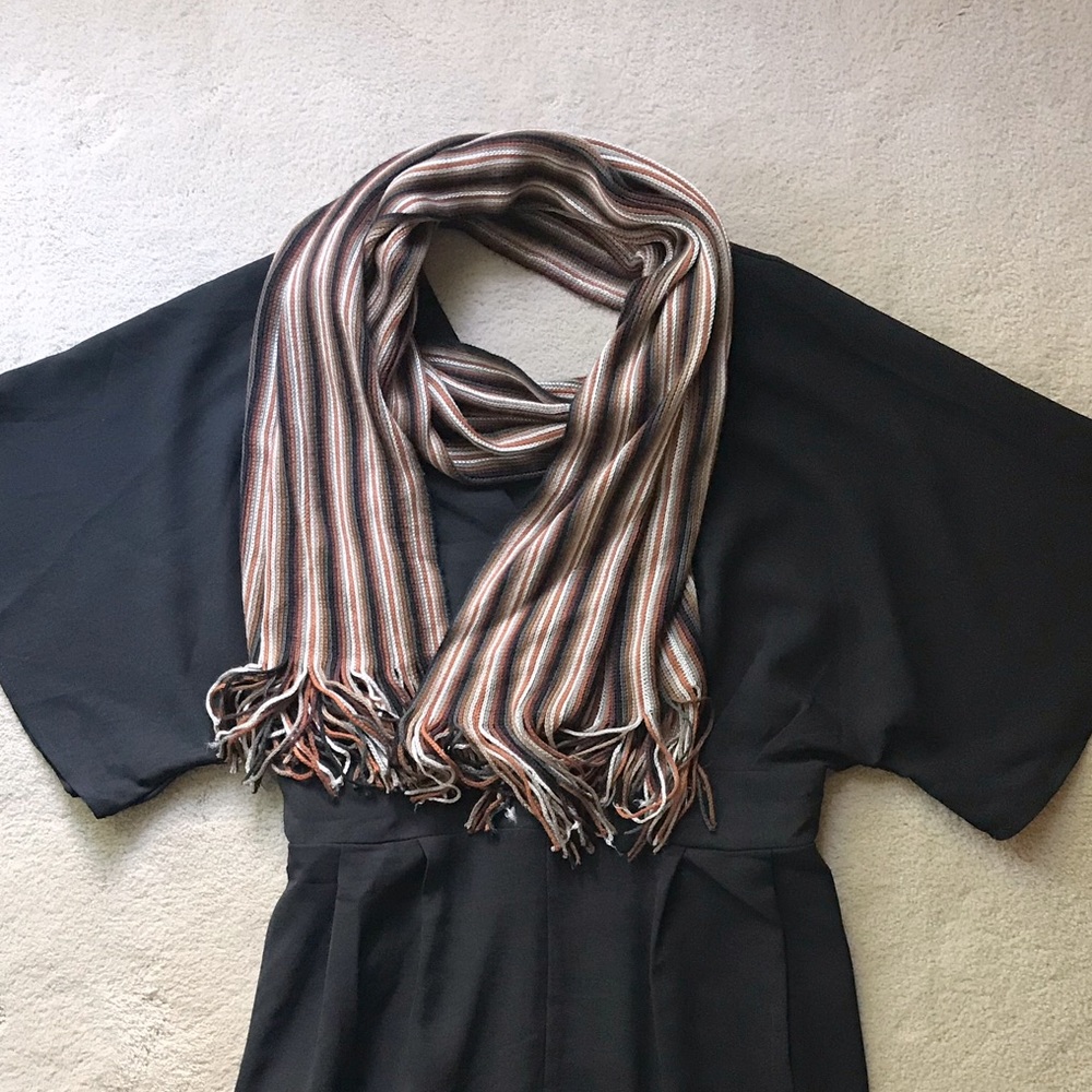 Brown Multicolored Striped Scarf